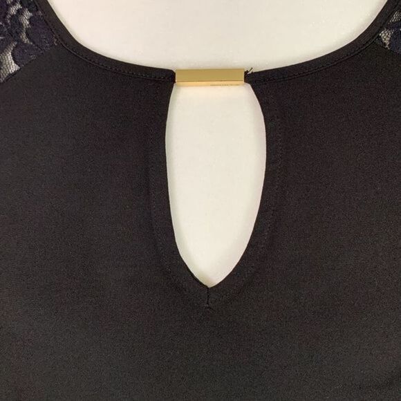 MICHAEL Michael Kors Black Lace Bell Sleeve Dressy Top Shirt - Picture 2 of 8